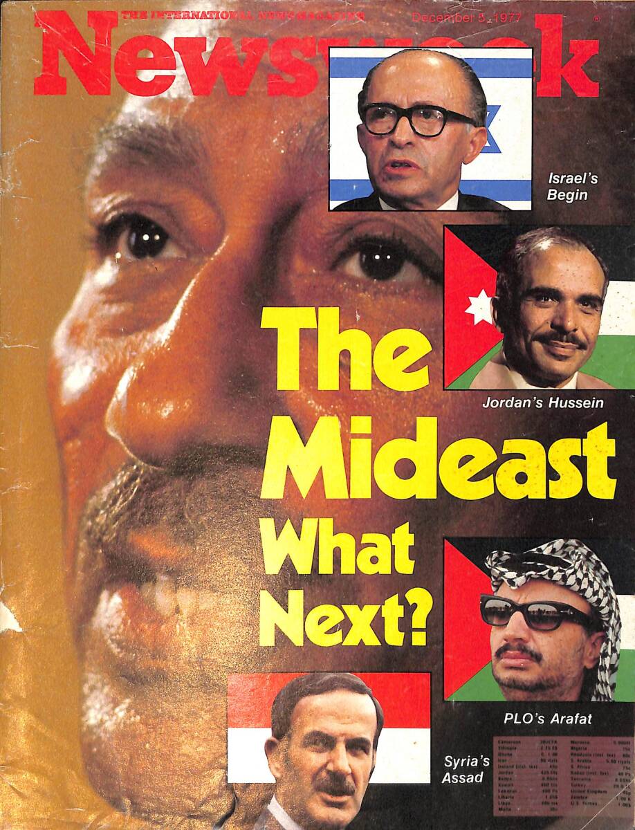 Newsweek Magazine 5 December 1977 - Israel Menachem Begin - Hussein of Jordan- PLO's Arafat - Syria's Assad - The Mideast What Next? NDR100287 - 1