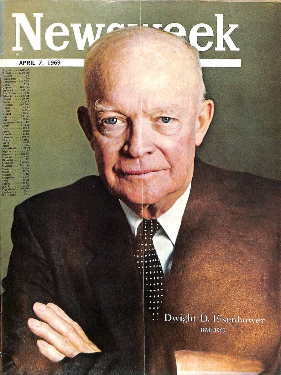 Newsweek Magazine April 7 1969 - Dwight D Eisenhower, Ted Kennedy, Heironymus Merkin NDR88382 - 1