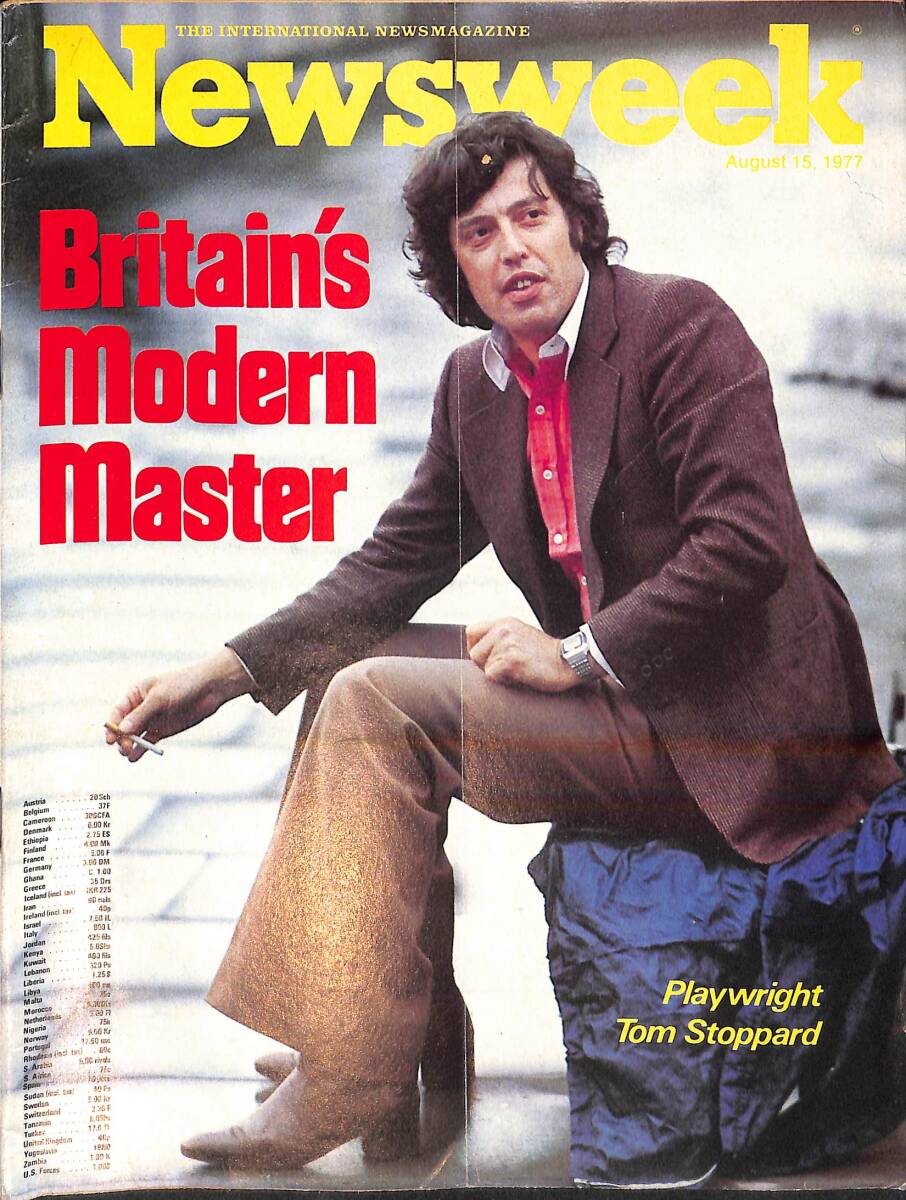Newsweek Magazine August 15, 1977 – Cover: Playwright Tom Stoppard – Mideast: Cyrus Vance's long road to Geneva How Carter has misread Menahem Begin NDR100602 - 1