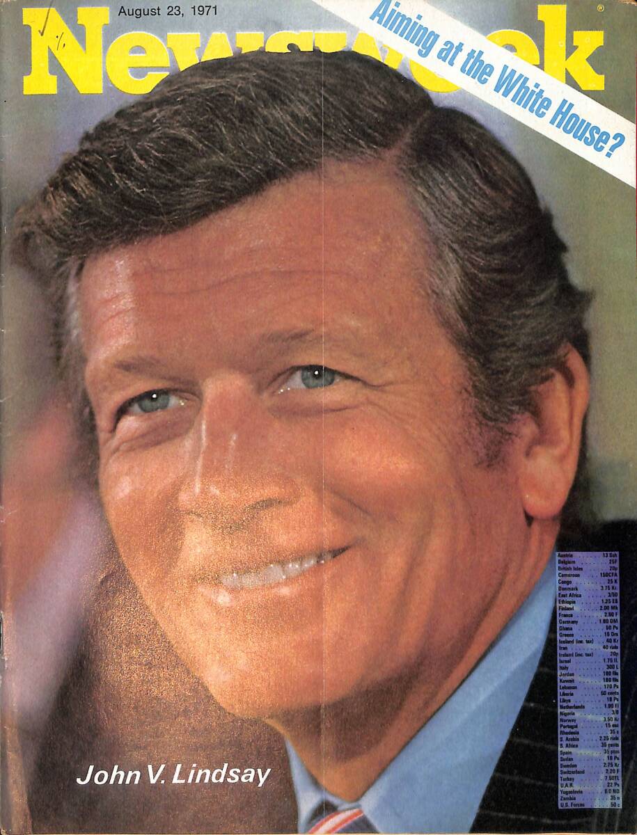 Newsweek Magazine August 23, 1971 – Cover: John V. Lindsay – James Levine, conductor with a difference – Ajo, Ariz. -the ultimate company town NDR100536 - 1