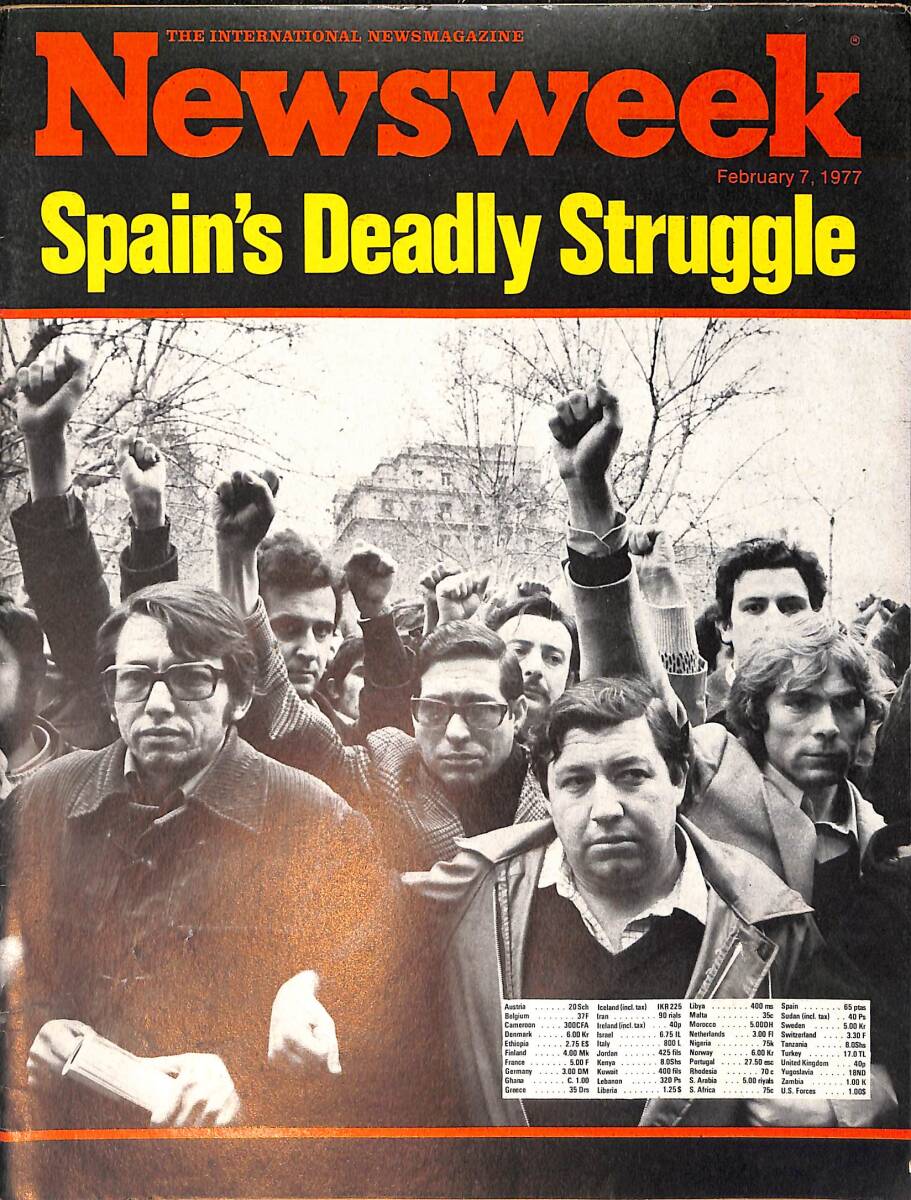 Newsweek Magazine February 7, 1977 – Spain's Deadly Struggle – NATO's defense nightmare – Britain: up the workers! NDR100511 - 1