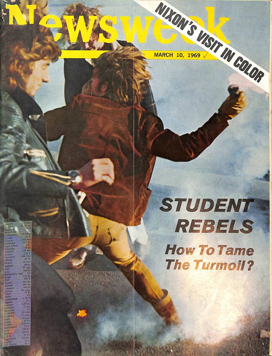 Newsweek Magazine March 10, 1969 - Student Rebels, Levi Eshkol, King Saud, Ulster, The Godfather by Mario Puzo NDR88386 - 1