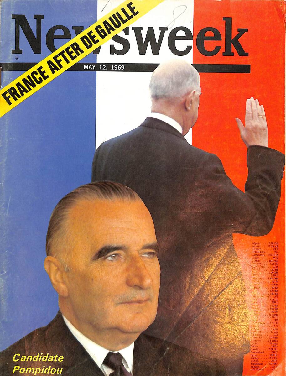 Newsweek Magazine May 12, 1969 - Candidate Pompidou, Nixon NDR88378 - 1