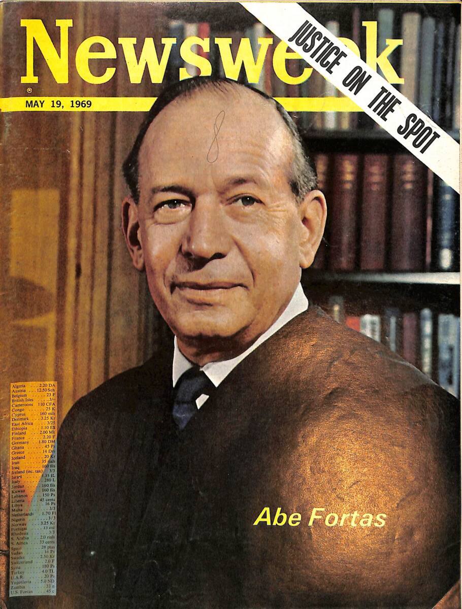 Newsweek Magazine May 19 1969 - Justice On The Spot Abraham Abe Fortas NDR88377 - 1