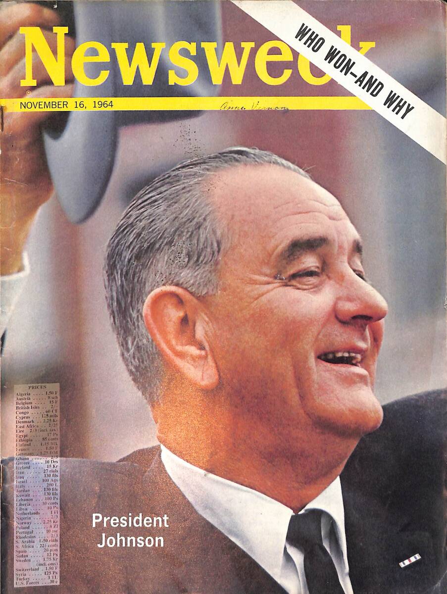 Newsweek Magazine November 16, 1964 – President Johnson – LBJ: 'My Thanks to All America' – The GOP: A Trunkful of Troubles NDR100518 - 1