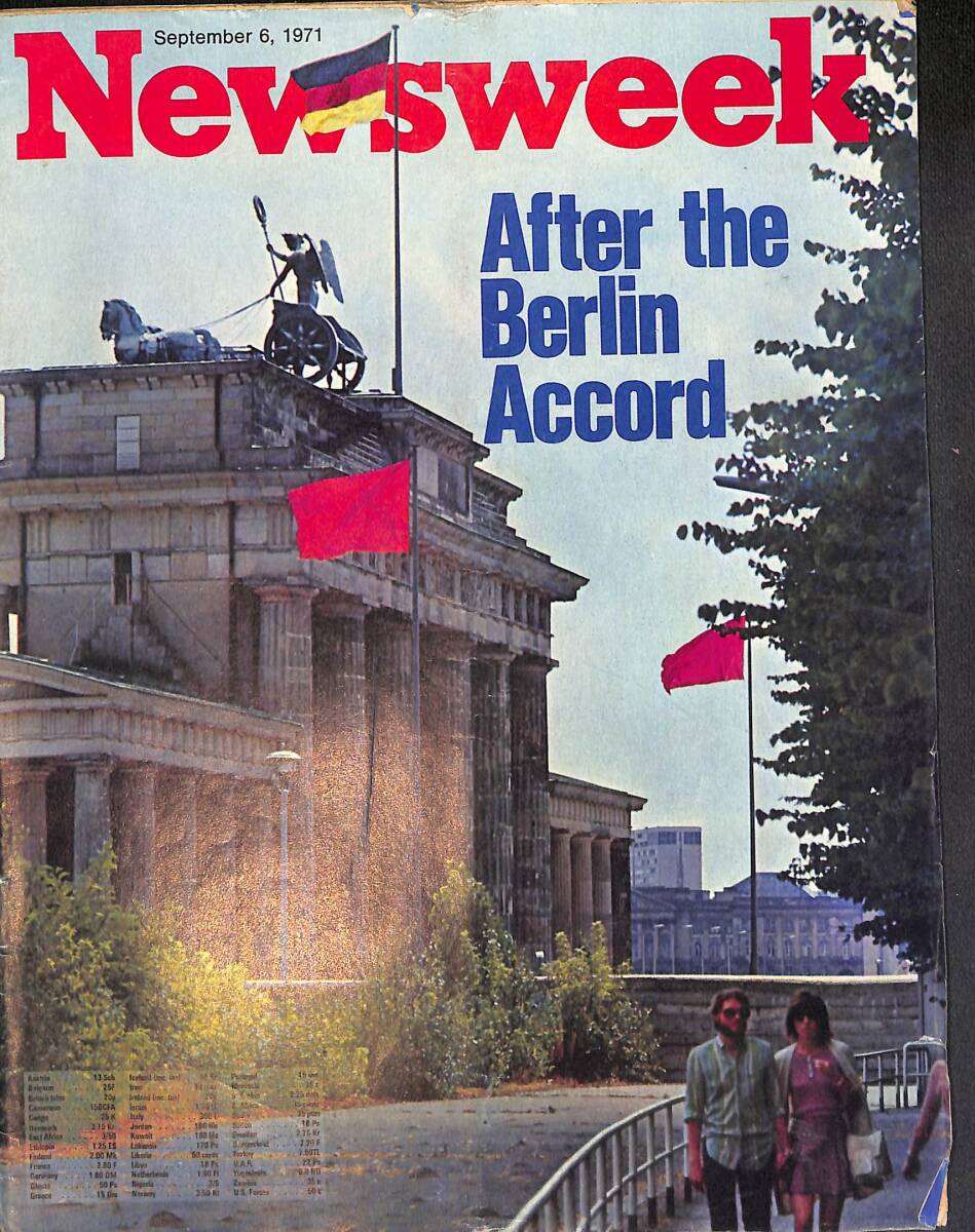 Newsweek Magazine September 6, 1971 – After the Berlin Accord - The harried British Army in Ulster - Japan gives in and floats the yen NDR100483 - 1
