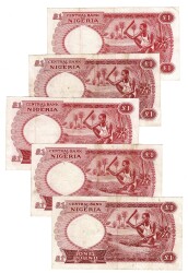 Nijerya 1967 Yılı 1 Pound (5 Adet) ÇT/ÇT+ YKP8786 - 2
