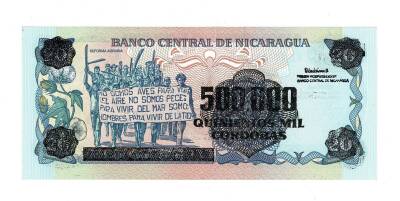 Nikaragua 500000 Cordobas (Overprint) ÇİL YKP7770 - 2