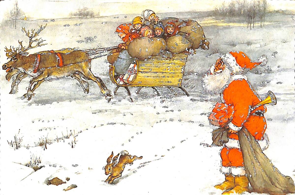 Simli Noel Baba Temalı Kartpostal KRT20982 - 1