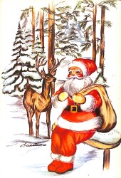 Noel Baba Temalı Kartpostal (Küçük Boy) KRT22944 - Gökçekoleksiyon