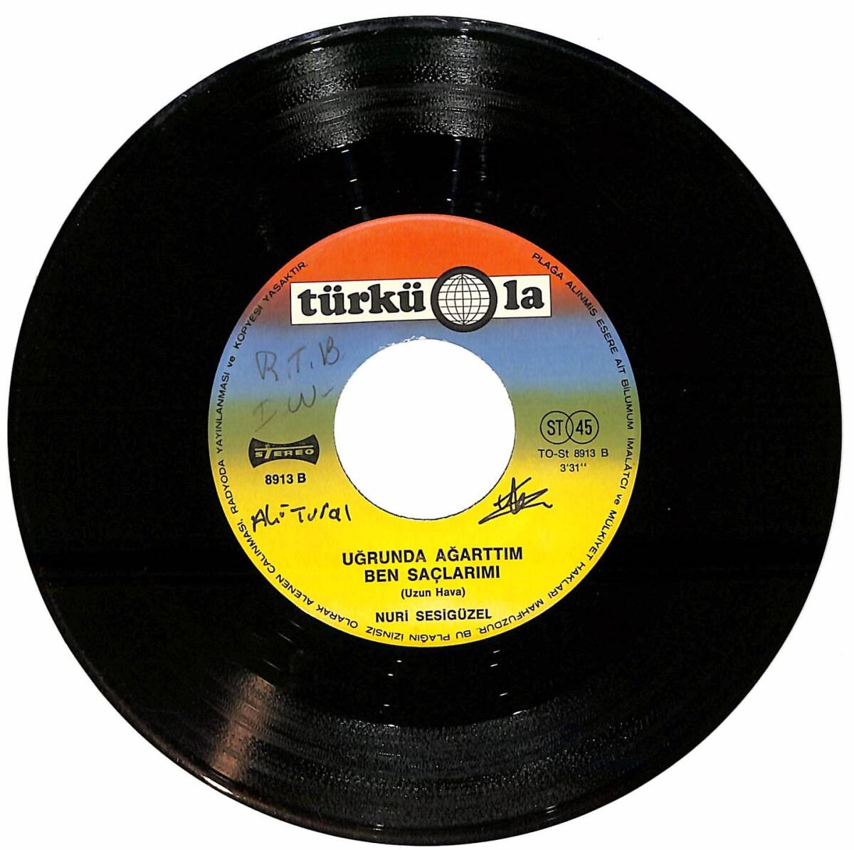 Nuri Sesigüzel - Ah Neyleyim Gönül / Uğrunda Ağarttım Ben Saçlarımı Plak (10/7) PLK26172 - 2