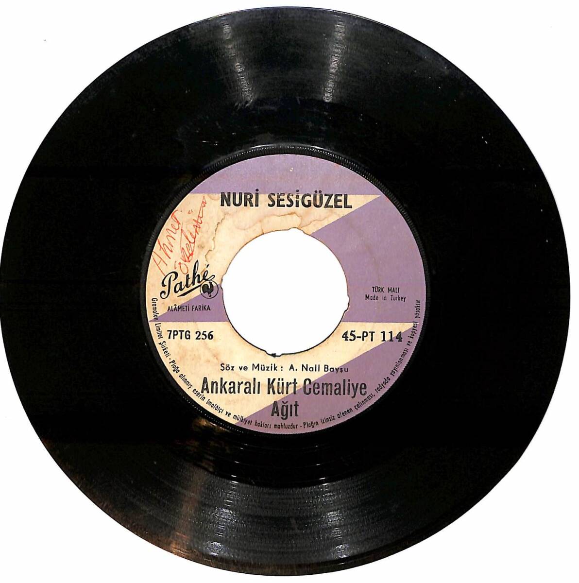 Nuri Sesigüzel - Gülizar / Ankara'lı Kürt Cemali'ye Ağıt Plak (10/6.5) PLK26128 - 2