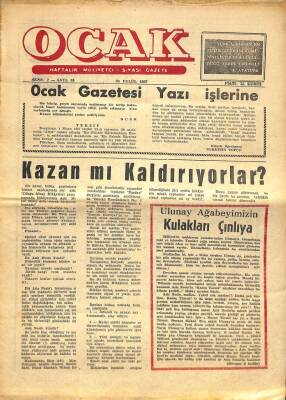 OCAK Haftalık Milliyetçi Siyasi Gazete 20 Eylül 1967 Sayı38 - Ulunay Ağabeyimizin Kulakları Çınlaya, Rus İşgalindeki Doğu Avrupada Kolhozlar, Ötüken NDR66740 - 2