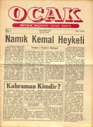OCAK Haftalık Milliyetçi Siyasi Gazete 20 Nisan 1956 - Namık Kemal Heykeli, ONÜÇ Neşriyatı, R.O. Arık Ve Türklük NDR66737 - 2