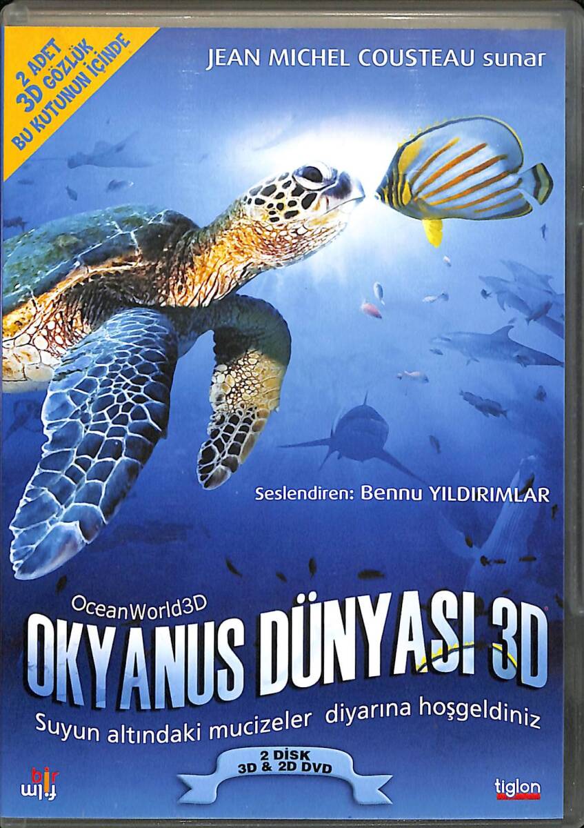 Okyanus Dünyası 3D (OceanWorld 3D) – Orijinal DVD (İkinci El) * Jean-Michel Cousteau, Bennu Yıldırımlar – 2009 * DVD2974 - 1