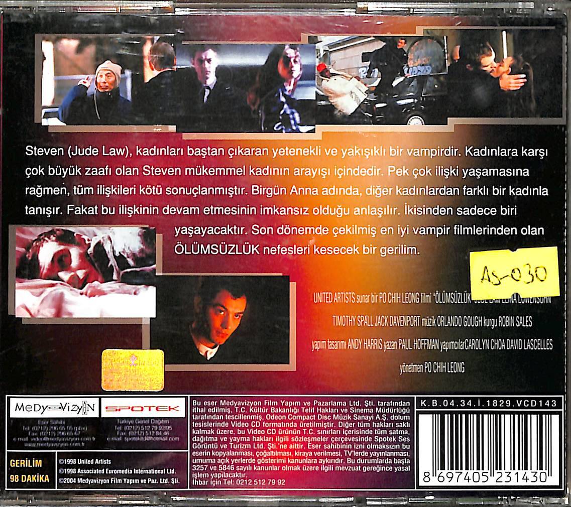 Ölümsüzlük – Immortality (1998) Orijinal VCD Film VCD28513 - 2