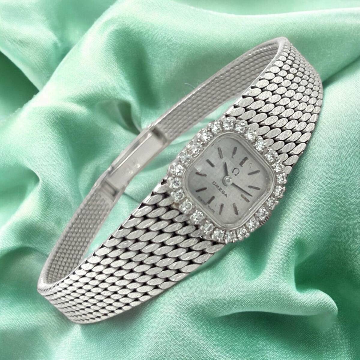 Omega18 Ayar Pırlanta Taşlı Bayan Kol Saati ELM293 #45 - 2