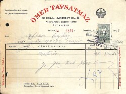 Ömer Tavsatmaz Shell Acenteliği İstanbul Damga Pullu Fatura 1963 EFM(N)10866 - Gökçekoleksiyon