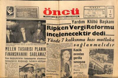 Öncü Gazetesi 1 Eylül 1962 - Melen Tasarısı Planın Finansmanını Sağlamaz GZ87814 - 1