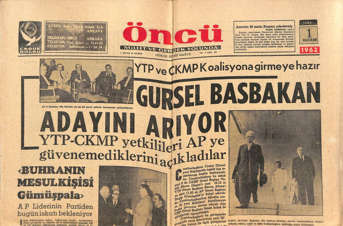 Öncü Gazetesi 1 Haziran 1962 - Zeki Müren Ankara Göl Gazinosu Afiş - Pele Topu Kendi 18'inden Aldı Tam 4 Kişiyi Çalımladı Ve.. GZ143948 - 1