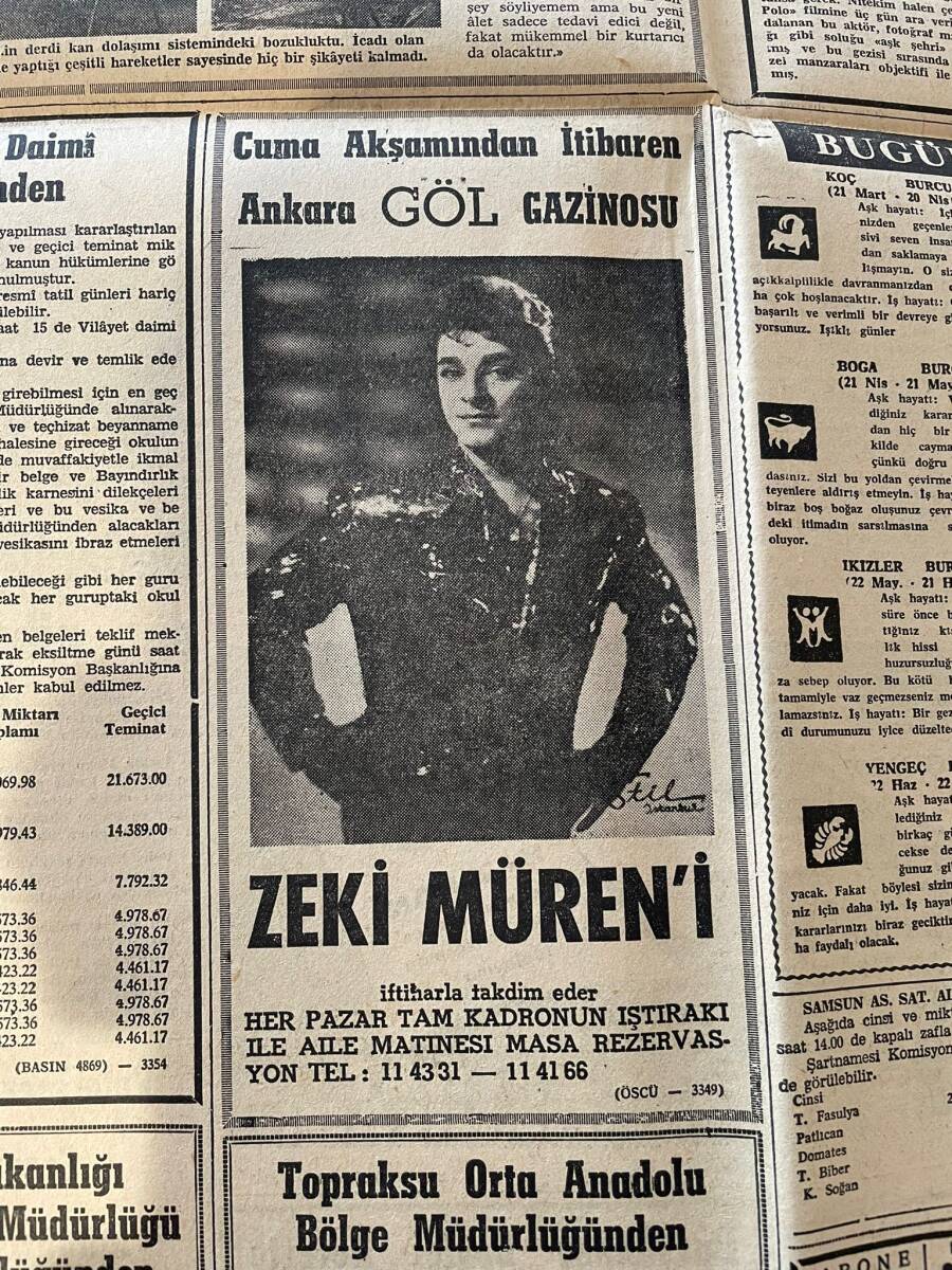 Öncü Gazetesi 1 Haziran 1962 - Zeki Müren Ankara Göl Gazinosu Afiş - Pele Topu Kendi 18'inden Aldı Tam 4 Kişiyi Çalımladı Ve.. GZ143948 - 2