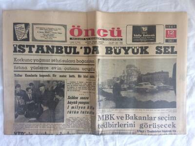Öncü Gazetesi 12 Eylül 1961 - İstanbulda Büyük Sel GZ73398 - 1