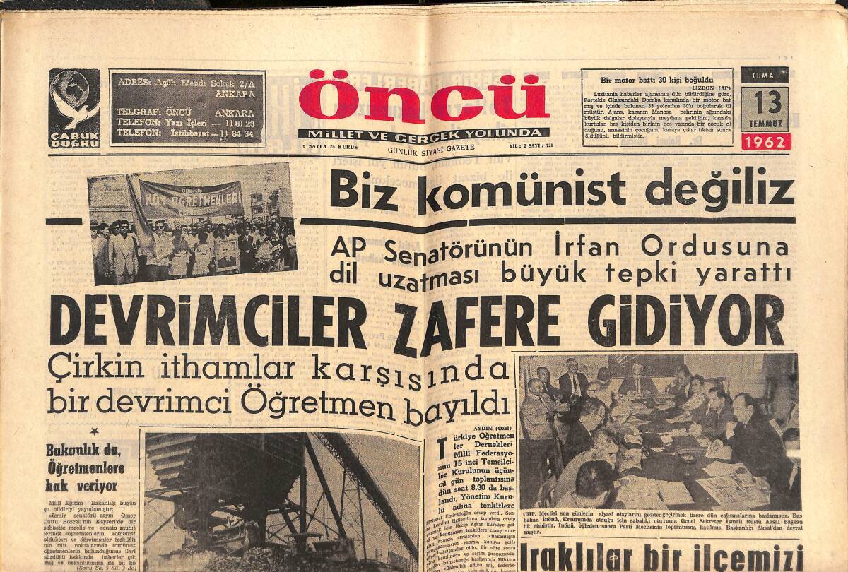 Öncü Gazetesi 13 Temmuz 1962 - Vivien Leigh Gizlice Evlendi - Asi General Salan'ı Ölümden Genç Bir Yıldız Kurtardı GZ143944 - 1