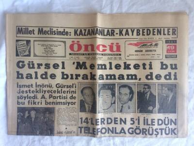 Öncü Gazetesi 19 Ekim 1961 - Gürsel Memleketi Bu Halde Bırakmam dedi GZ73395 - 1