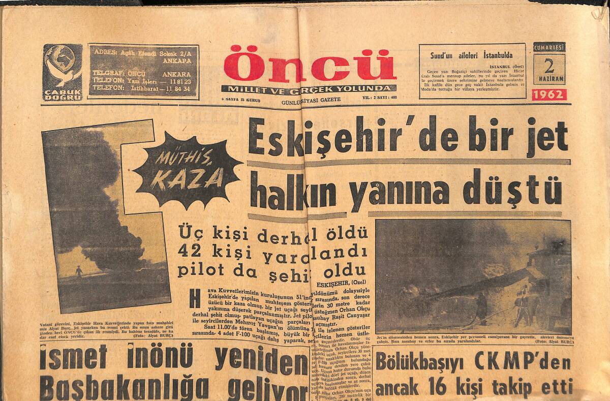Öncü Gazetesi 2 Haziran 1962 - Eddie Fisher Konuştu - İsmet İnönü Yeniden Başbakanlığa Geliyor GZ143951 - 1