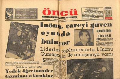 Öncü Gazetesi 24 Mayıs 1962 - Yedek Öğretmenler Tazminat Alacak GZ66005 - 2