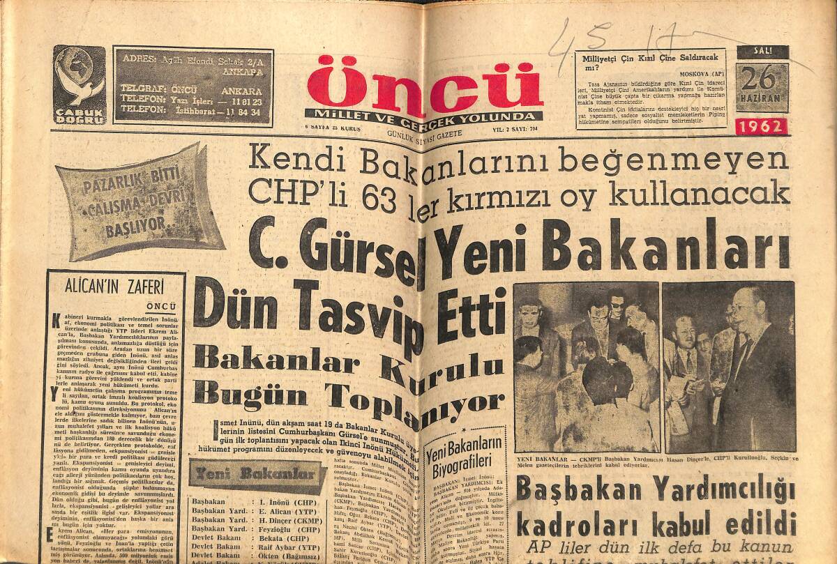 Öncü Gazetesi 26 Haziran 1962 - Fransız Televizyonunun Büyük Ümidi: Nicole Urbin - Su Altı Twisti GZ143348 - 1