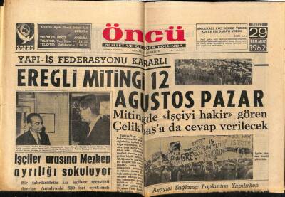 Öncü Gazetesi 29 Temmuz 1962 - İşçiler Arasına Mezhep Ayrılığı Sokuluyor GZ66001 - 2