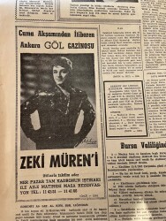 Öncü Gazetesi 3 Haziran 1962 - İnönü Yine Başbakan - Elizabeth 36'ıncı Yaşını Kutluyor - Zeki Müren Göl Gazinosu Afişi GZ143929 - 2