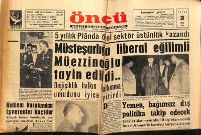 Öncü Gazetesi 30 Eylül 1962 - Yemen Bağımsız Dış Politika Takip Edecek GZ66014 - 1