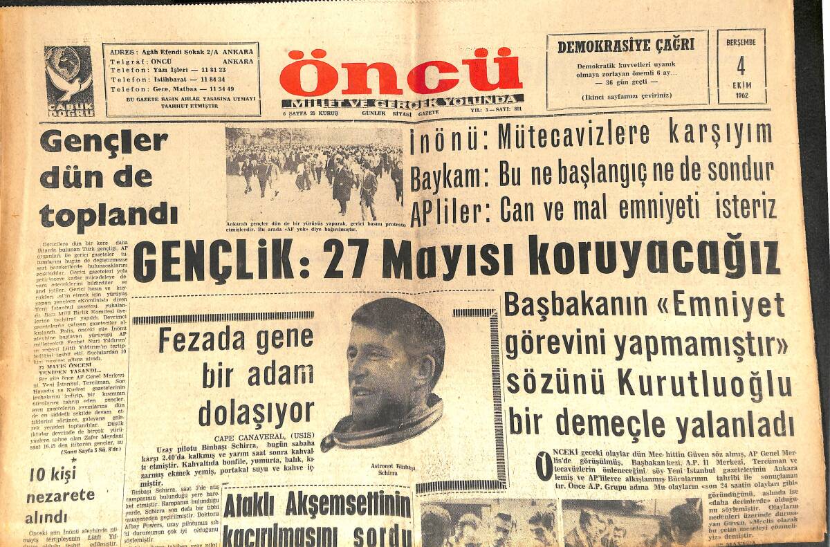 Öncü Gazetesi 4 Ekim 1962 - Planı Yürütme Kanunu Mecliste Kabul Edildi - Milli Takım B. Spor İle Karşılaşıyor! GZ144072 - 1