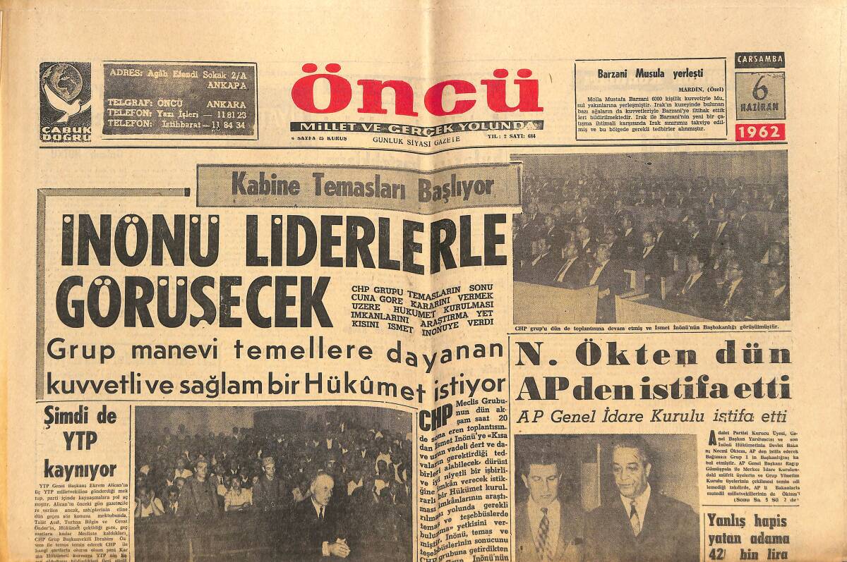 Öncü Gazetesi 6 Haziran 1962 - Brigitte Bardot'un Aşkı Tehlike Geçiriyor - Samy Frey, Bay Brigitte Bardot Olmaktan Bıktı GZ143940 - 1