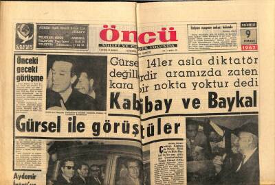 Öncü Gazetesi 9 Temmuz 1962 - Kabilay Ve Baykal Gürsel İle Görüştüler GZ66009 - 2