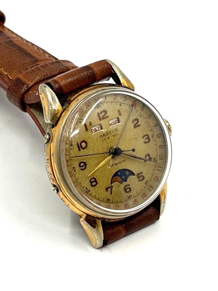 Orator London Aylı Günlü Mehtaplı Krona Erkek Kol Saati SAA164 #6.90 - 4