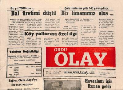Ordu Olay Gazetesi 18 Ocak 1995 - Havaalanı İçin Uzman Geldi GZ79789 - 1