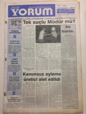 Ordu Yorum Gazetesi 1 Ağustos 2006 - Tek Suçlu Müdür mü? GZ23481 - 1