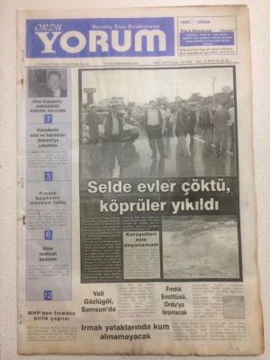 Ordu Yorum Gazetesi 1 Temmuz 2006 - Selde Evler Çöktü,Köprüler Yıkıldı GZ23357 - 1