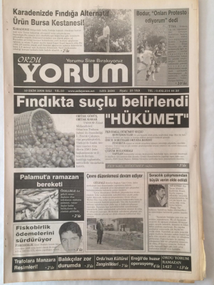 Ordu Yorum Gazetesi 10 Ekim 2006 - Fındıkta Suçlu BelirlendiHükümet GZ23173 - 1