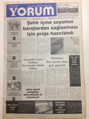 Ordu Yorum Gazetesi 11 Mart 2006 - Odamdan Kuran ımı Alan Geri Getirsin GZ23464 - 1