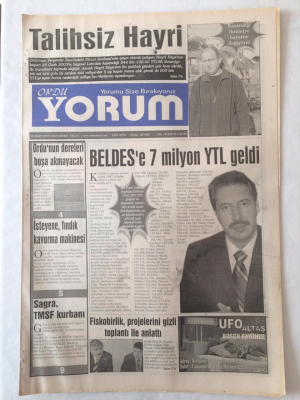 Ordu Yorum Gazetesi 12 Mart 2007 - Beldese 7 Milyon Ytl Geldi GZ23197 - 1