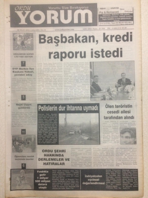 Ordu Yorum Gazetesi 12 Nisan 2006 - Başbakan Erdoğan Kredi Raporu İstedi GZ23297 - 1