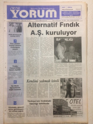 Ordu Yorum Gazetesi 12 Temmuz 2006 - Alternatif Fındık Aş Kuruluyor GZ23365 - 1