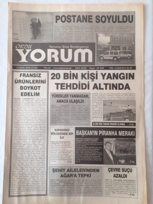 Ordu Yorum Gazetesi 13 Ekim 2006 - 20 Bin Kişi Yangın Tehdidi Altında GZ23176 - 1
