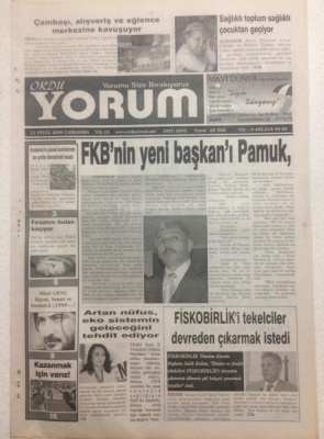 Ordu Yorum Gazetesi 13 Eylül 2006 - FKBnin Yeni Başkanı Pamuk GZ23405 - 1