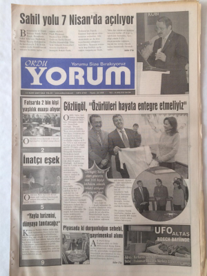 Ordu Yorum Gazetesi 13 Mart 2007 - Faruk Nafiz ÖzakSahil Yolu 7 Nisanda Açılıyor GZ23198 - 1