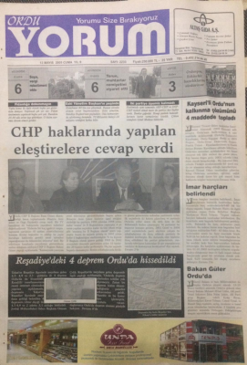 Ordu Yorum Gazetesi 13 Mayıs 2005 - İmar Harçları Belirlendi GZ23548 - 1